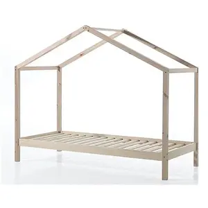 Lit cabane Dallas 3 90x200 - Vipack - Marron - Bois massif - Enfant pas cher