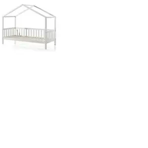 Lit cabane - VIPACK - Dallas 2 - Bois massif - Blanc - Avec tiroirs
