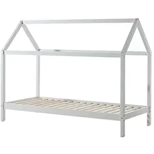 Lit cabane - Vipack - Dallas - Blanc - Pin massif - 90x200 cm