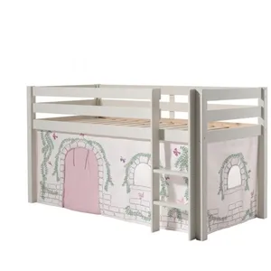 vipack Lit mi-hauteur Charlotte en pin massif avec tente de lit Birdy - Vipac... pas cher