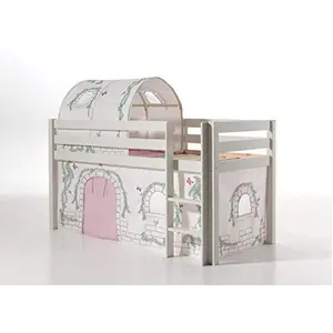Lit surelevé en pin massif 90x200cm avec sommier Blanc - Vipack - PINO... pas cher