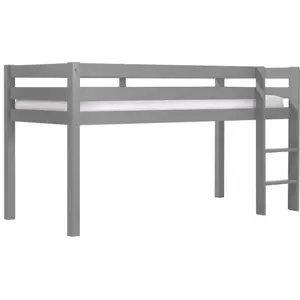 Lit mi-hauteur Charlotte - VIPACK - Gris - Bois massif - Sommier inclus pas cher