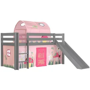 Lit Mi-Hauteur 90x200 avec Toboggan et Sommier - Vipack - Pino - Gris