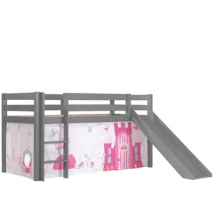 Vipack Bed, Scandinavian, Pine, and, Textile, Gris, Single