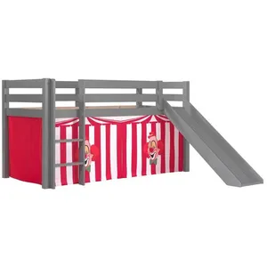 Lit mi-hauteur Astrid gris avec toboggan et tente cirque - Vipack pas cher