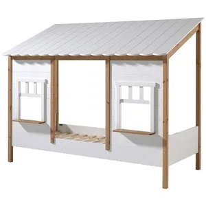 Lit Cabane Enfant - VIPACK - Housebed IV - Blanc - A lattes - 90x200cm