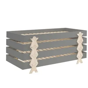 Lit Modulo Puzzle Gris Empilable 90x200 - Vipack - Design ludique - Bo...