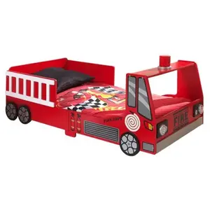 Comparateur de prix : vipack Lit junior - Pompier - 70x140cm - MDF - Rouge - Sécurisé avec barrières
