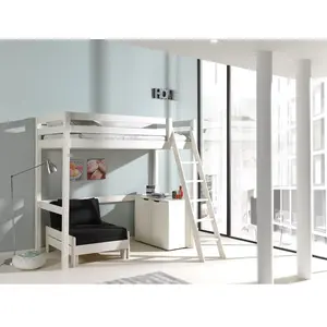 Comparateur de prix : Lit Mezzanine 90x200 avec Sommier et Commode 2 portes - Vipack - Blanc
