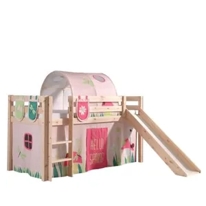 Lit Mi-Hauteur Enfant 90x200 avec Toboggan et Sommier - Vipack - Bois ... pas cher