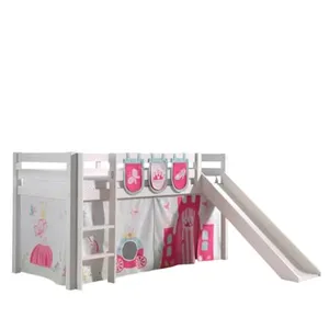Vipack - PINO Lit mezzanine avec toboggan pin massif Blanc + Little pr... pas cher