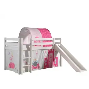 Lit mezzanine avec toboggan - Vipack - PINO - Blanc - Bois massif - 20...