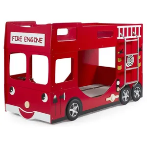Lit superposé & mezzanine enfant Vipack - modèle Pompier Rouge - avec 2 matelas