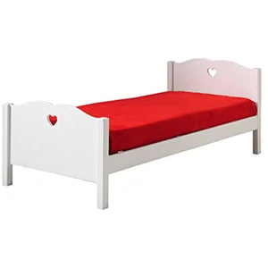Lit simple AMORI - VIPACK - Blanc laqué - Sommier à lattes - 90x200cm pas cher