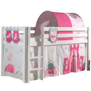 Lit Mi-Hauteur Vipack Pino 90x200 avec Sommier et Housse Princesse - B... pas cher