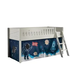 Vipack Scott Lit Mezzanine et Rideau Space Shuttle, Blanc, 90 x 200 cm pas cher