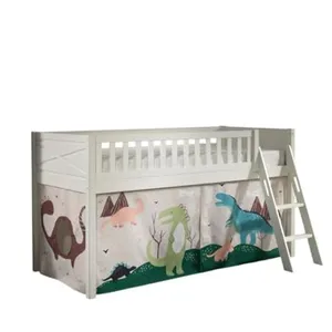 Vipack Scott Lit Mezzanine et Rideau Dino, Blanc, 90 x 200 cm pas cher