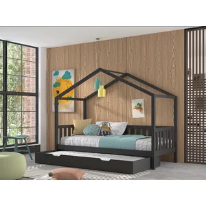 Vipack - Bedhuisje Dallas met bedlade - 90x200 - Antraciet pas cher