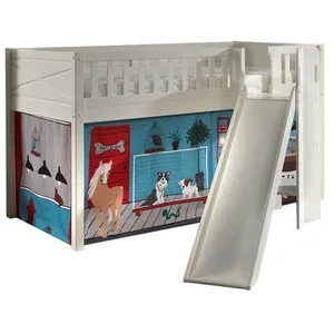 Lit Mezzanine Toboggan et Rideau Pet Shop - VIPACK - Scott - 1 place -...