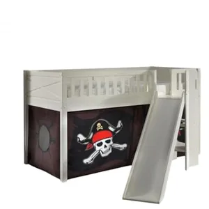Lit Mezzanine avec Toboggan et Rideau Caribian Pirates - Vipack - Scot... pas cher