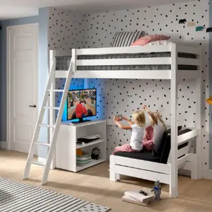 Comparateur de prix : Vipack Lit Mezzanine - PINO - 90x200 cm - Bibliothèque - Lit Fauteuil - Pin Massif Blanc