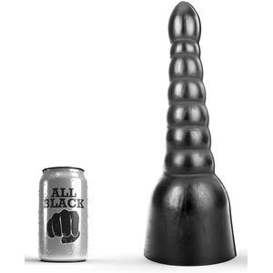 All Black Grote zwarte dildo met geribbelde textuur