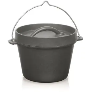 barbecook Barbecool Marmite en fonte pour griller et faire mijoter sur le feu ou sur le barbecue, cocotte avec trépied à poser sur un brasero 0,7 l, diamètre 14 cm, hauteur 11 cmVendu parbol