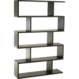 J-LINE Bibliothèque en Bois Lattes Verticales 180cm Noir pas cher