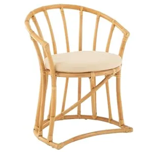 J-LINE Chaise Rotin & Coussin "Howard" 70cm Naturel pas cher