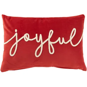 Coussin Déco en Velours Joyful 30x45cm Rouge