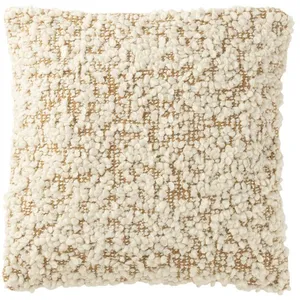 Coussin Bouclette Elvia 45x45cm Camel & Crème pas cher