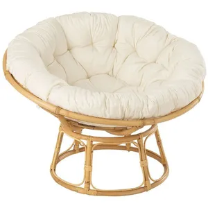 J-LINE Fauteuil en Rotin & Coussin Céline 115cm Naturel pas cher