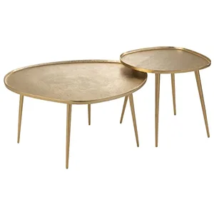 J-LINE Lot de 2 Tables Basses "Vinta" 72cm Or pas cher