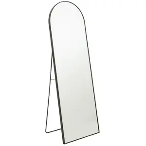 J-LINE Miroir sur Pied Arrondi Lazaro 150cm Noir pas cher