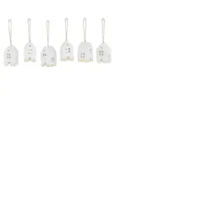 J-Line kersthanger Huis - katoen maché - wit/goud - doos van 6 stuks pas cher