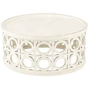 Table Basse Sculptée Charity 78cm Blanc pas cher
