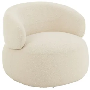 Fauteuil pivotant rond en bouclette Beige 85x82x73 cmVendu parcdiscount