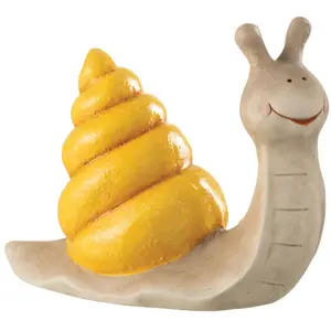 Figurine escargot de jardin beige à coquille jaune