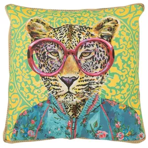J-Line Coussin Tigre Popart Polyester/Lin Mix pas cher