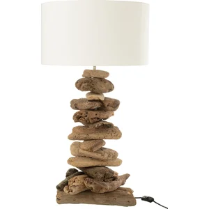 Comparateur de prix : J-LINE Lampe à Poser Design "bois Flotté" 63cm Naturel Marron