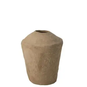 J-LINE Cosy Home Design Vase Large Chad Papier Mâché Marron pas cher