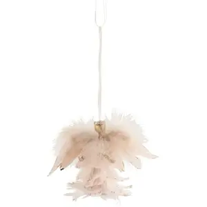 J-Line hanger Engel Glitter - veren - lichtroze - 2 stuks pas cher