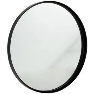 Miroir Mural - J-LINE - Rond 60cm - Bord Métal - Noir - Design Contemporain pas cher