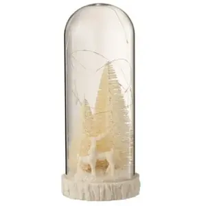 J-LINE Cloche Déco Led En Verre cerfs 28cm Blanc pas cher