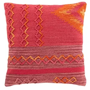 J-LINE Coussin Déco Joyeux Ethnic 45x45cm Rose & Violet pas cher