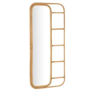 J-LINE Miroir Échelle Déco en Rotin Ellen 180cm Naturel pas cher