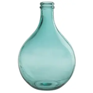 J-LINE Vase Design En Verre "bouteille" 43cm Bleu Azur pas cher