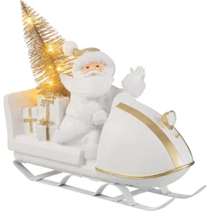 J-Line Kerstman Met Slee Poly Wit/Goud pas cher