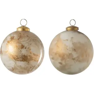 Lana Deco - Lot de 2 boules de noël motif marbre doré pas cher