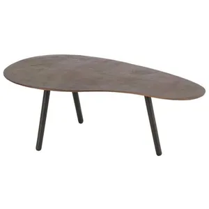 J-LINE Table Basse Design "goutte" 89cm Marron pas cher